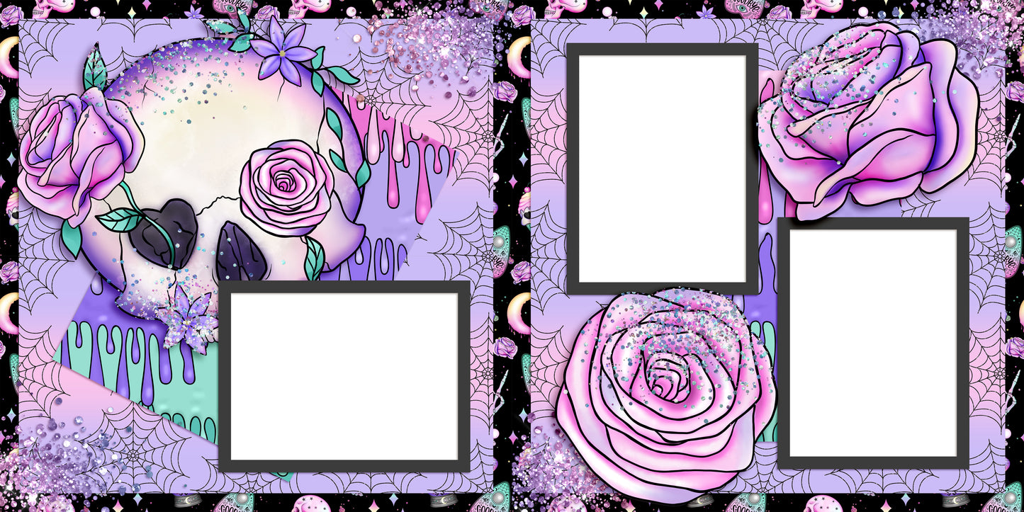 Pretty Creepy Skull - EZ Digital Scrapbook Pages - INSTANT DOWNLOAD