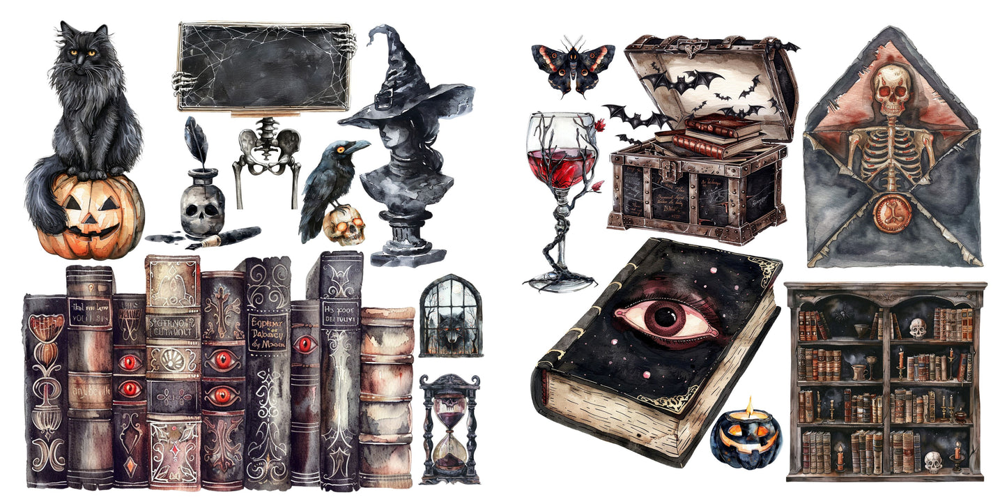 Spooky Academia - Halloween Clip Art Sheets CAS - 25-852