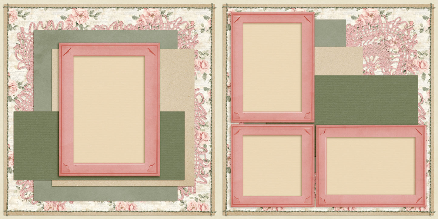 Pink Doilies - Scrapbook Layout - 25-580