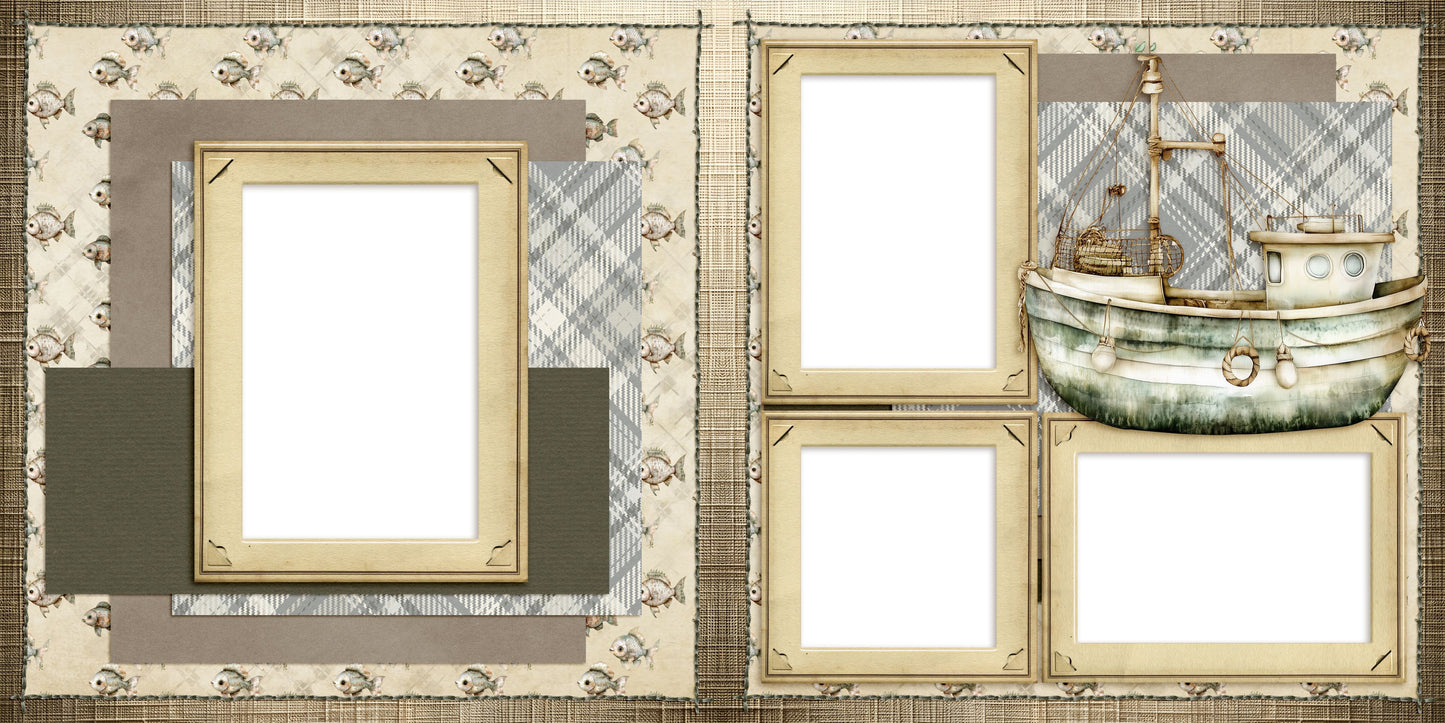 Cute Fisherman EZ Quick Pages - Digital Bundle - 10 Digital Scrapbook Pages - INSTANT DOWNLOAD