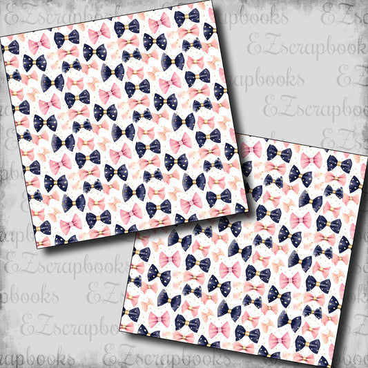 Pink Navy Birthday Bows - Scrapbook Papers - 24-118