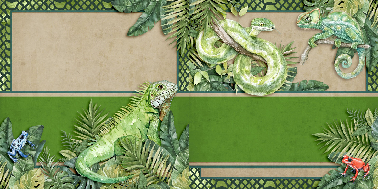 Jungle Animals EZ Background Pages - Digital Bundle - 10 Digital Scrapbook Pages - INSTANT DOWNLOAD