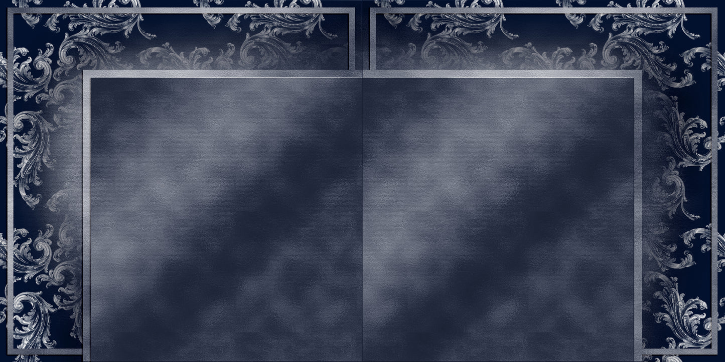 Blue Christmas Navy Flourish NPM - 23-873