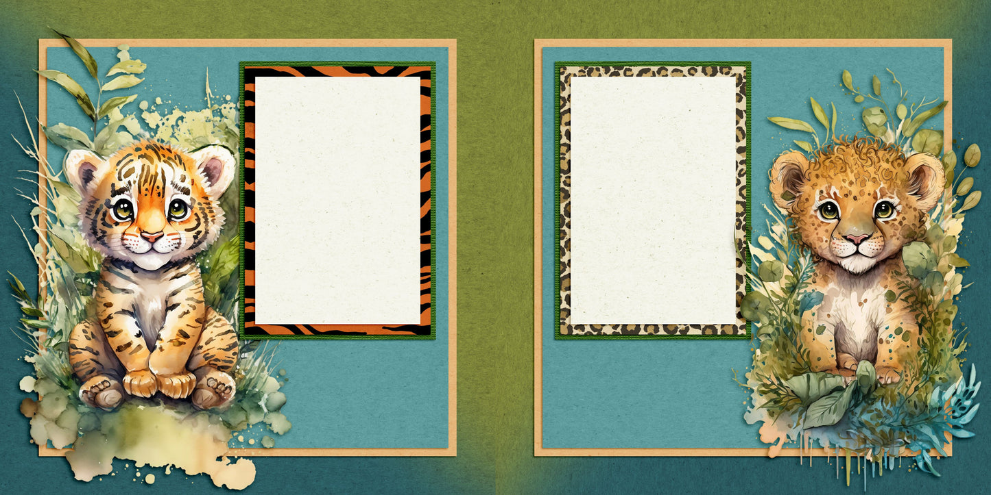 Jungle Babies - Set of 5 Double Page Layouts - 1774