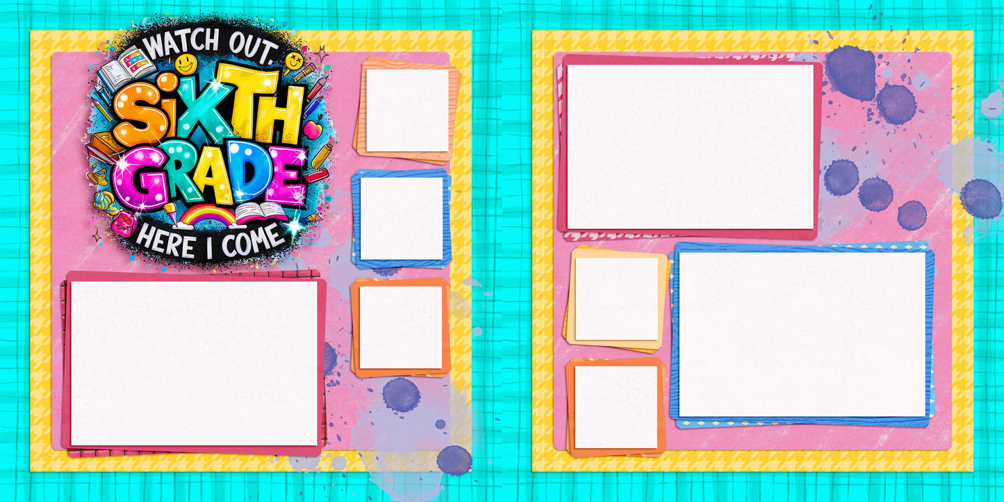 Sixth Grade Girl - EZ Digital Scrapbook Pages - INSTANT DOWNLOAD