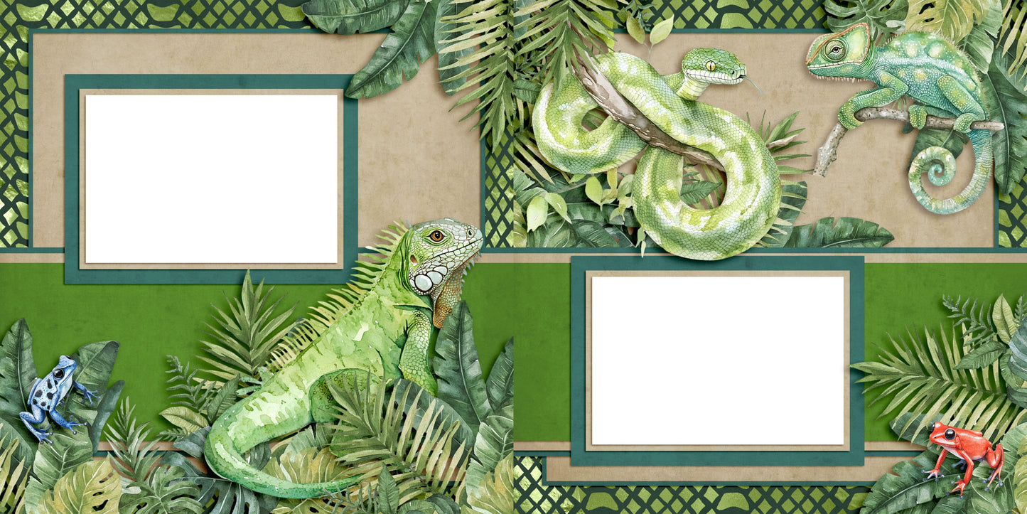 Jungle Iguana - EZ Digital Scrapbook Pages - INSTANT DOWNLOAD
