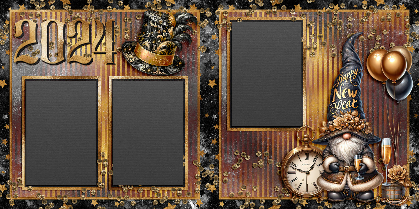 Black & Gold New Year Gnome 2024 - 23-958