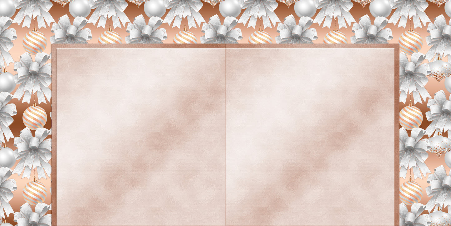 Rose Gold Christmas Silver Bows NPM - 23-879