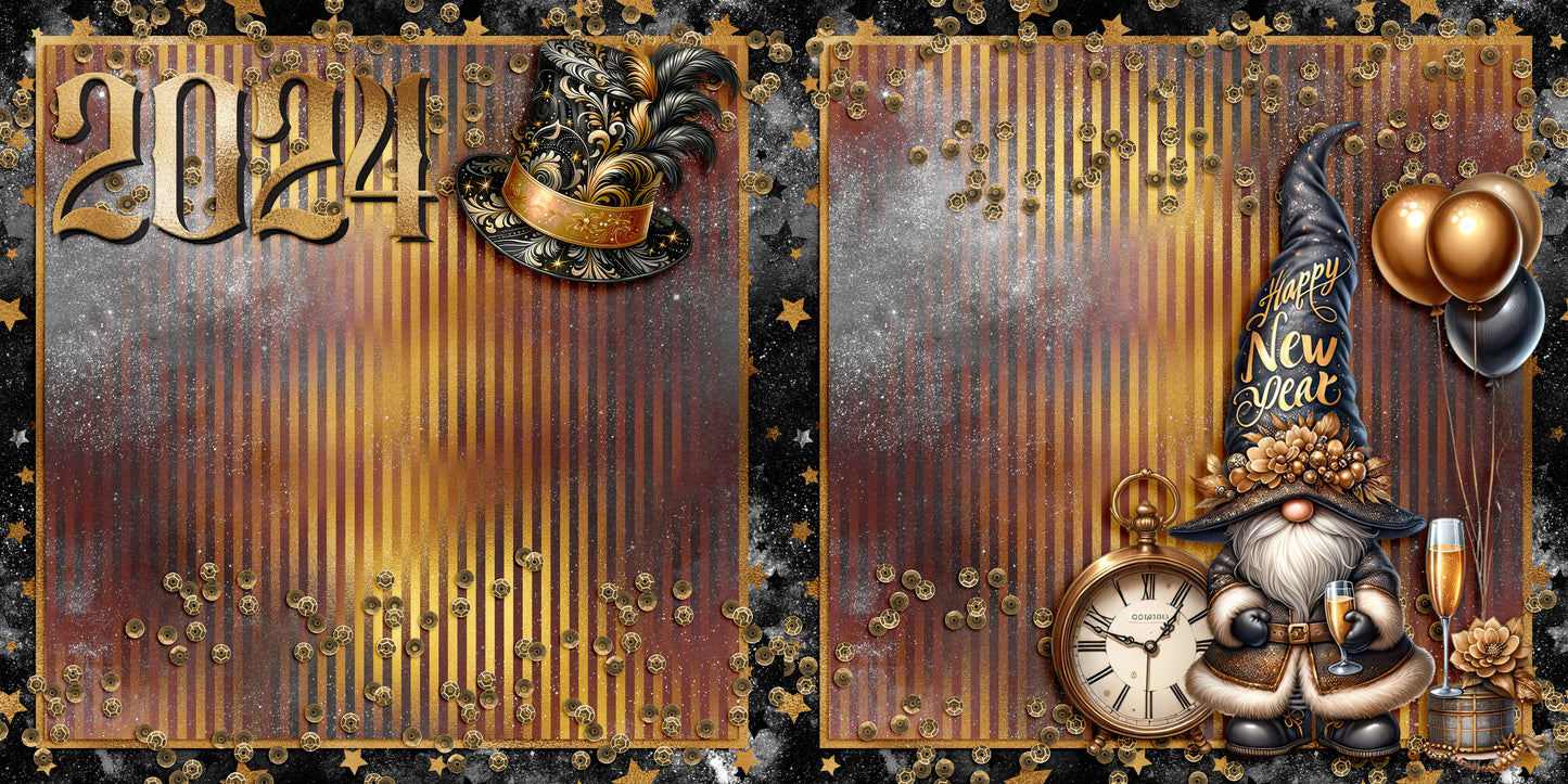 Black & Gold New Year Gnome 2024 NPM - 23-959