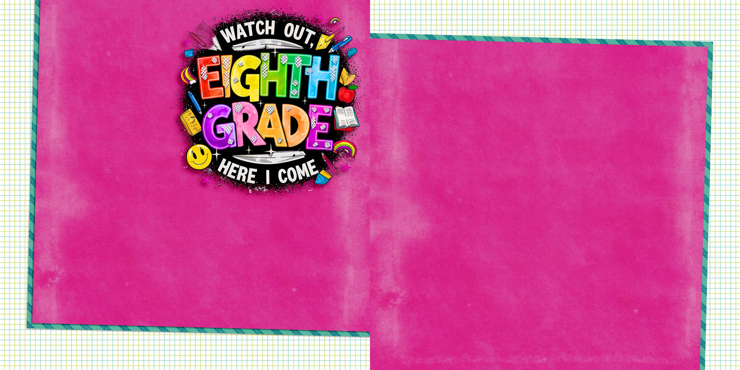 Back to School Girl Collection 2 NPM - Set of 5 Double Page Scrapbook Layouts - 25-1089