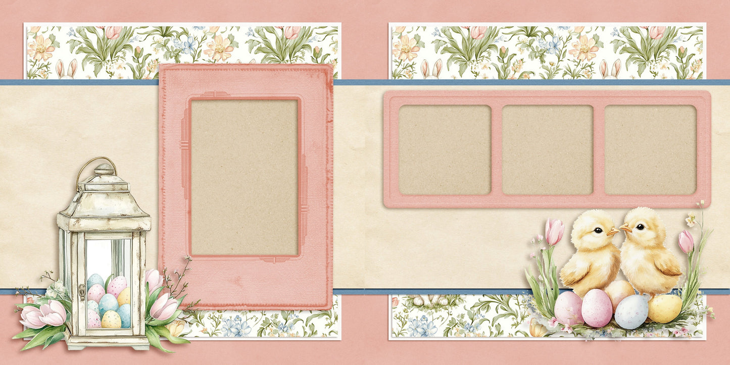 Pastel Easter - Set of 5 Double Page Scrapbook Layouts - 26-1023