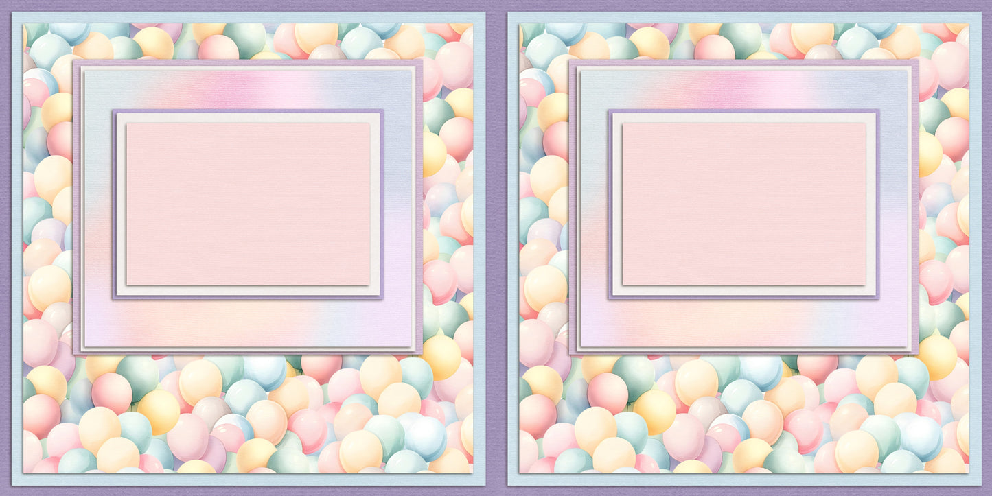 Birthday Girl Balloons - Scrapbook Layout - 25-636