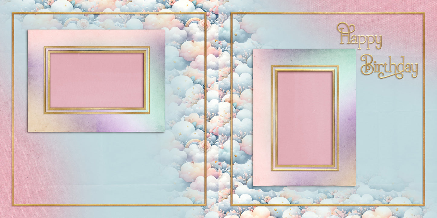 Happy Birthday Clouds - Scrapbook Layout - 25-648
