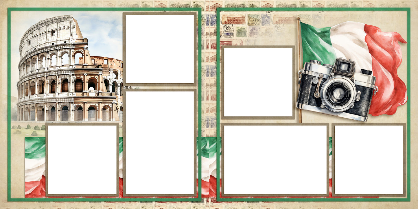 Ciao Roma Colosseum & Camera - EZ Digital Scrapbook Pages - INSTANT DOWNLOAD