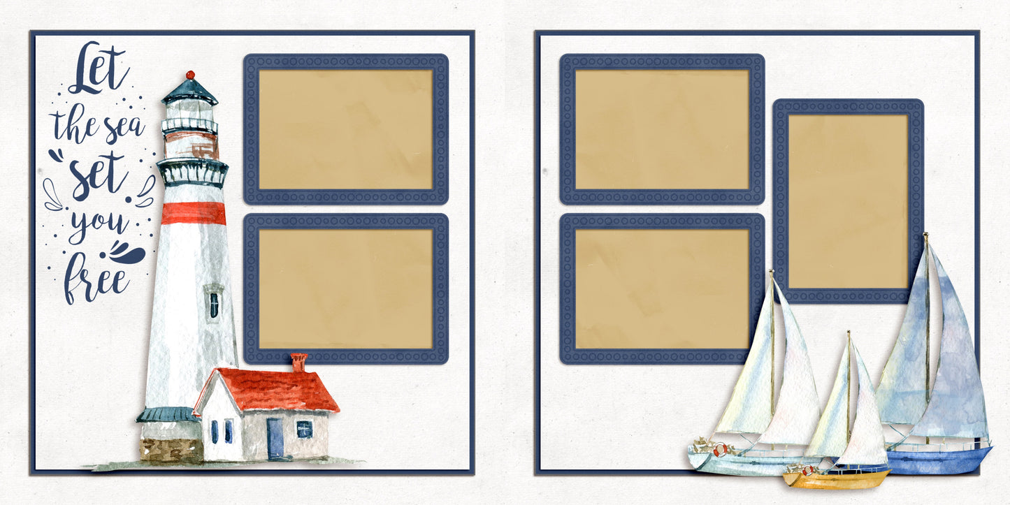 Beach Days - Set of 5 Double Page Scrapbook Layouts - 25-1064