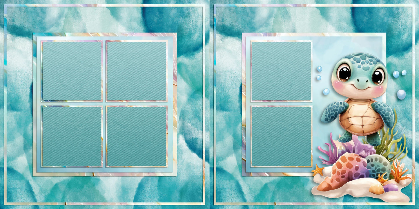 Ocean Turtle Turquoise - Scrapbook Layout - 25-668