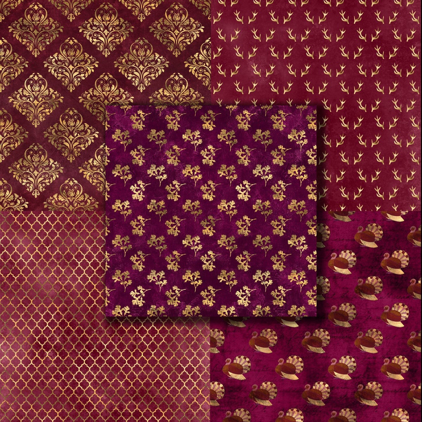 Berry Gold Thanksgiving 12X12 Paper Pack - 8624