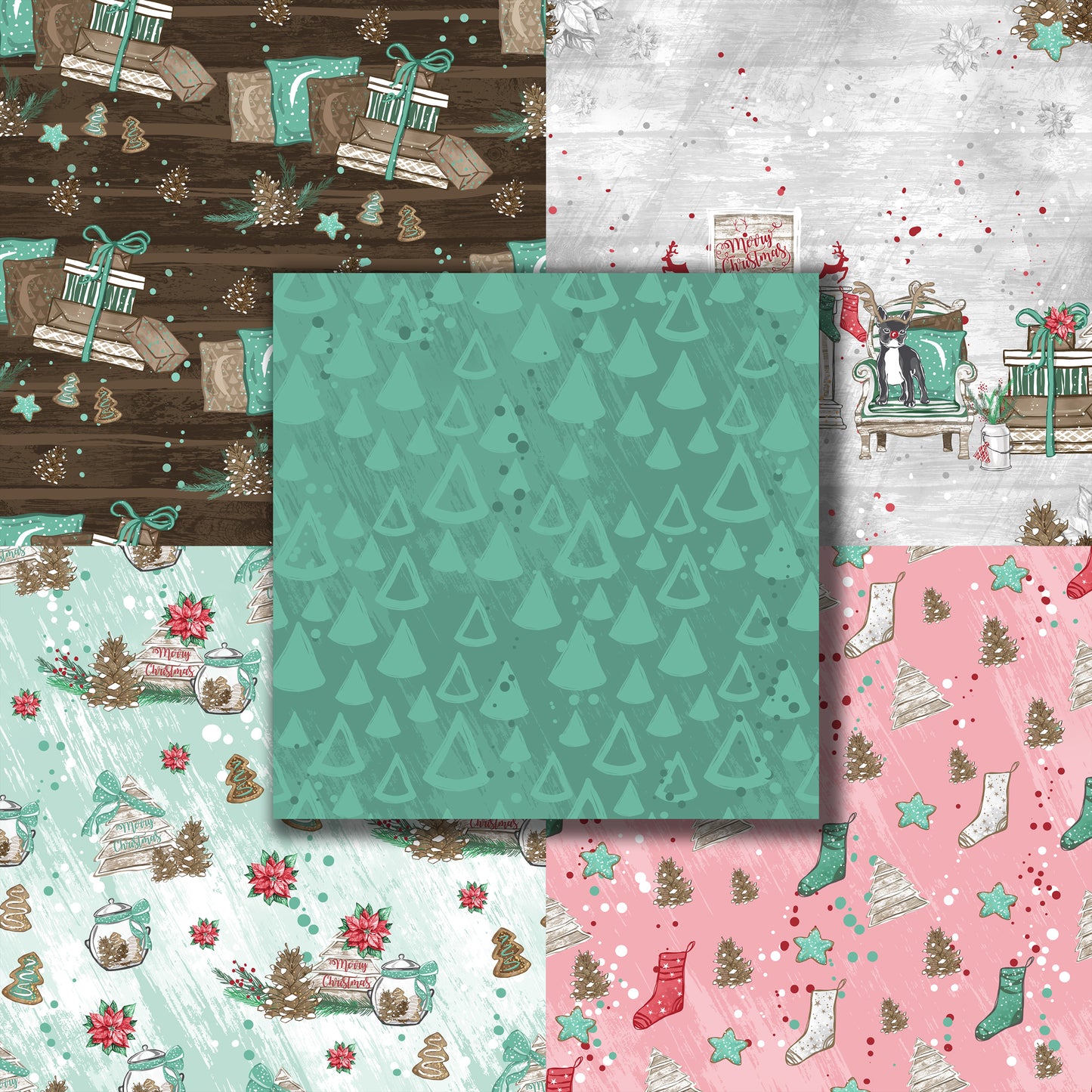 Mint Merry Christmas 12X12 Paper Pack - 8660