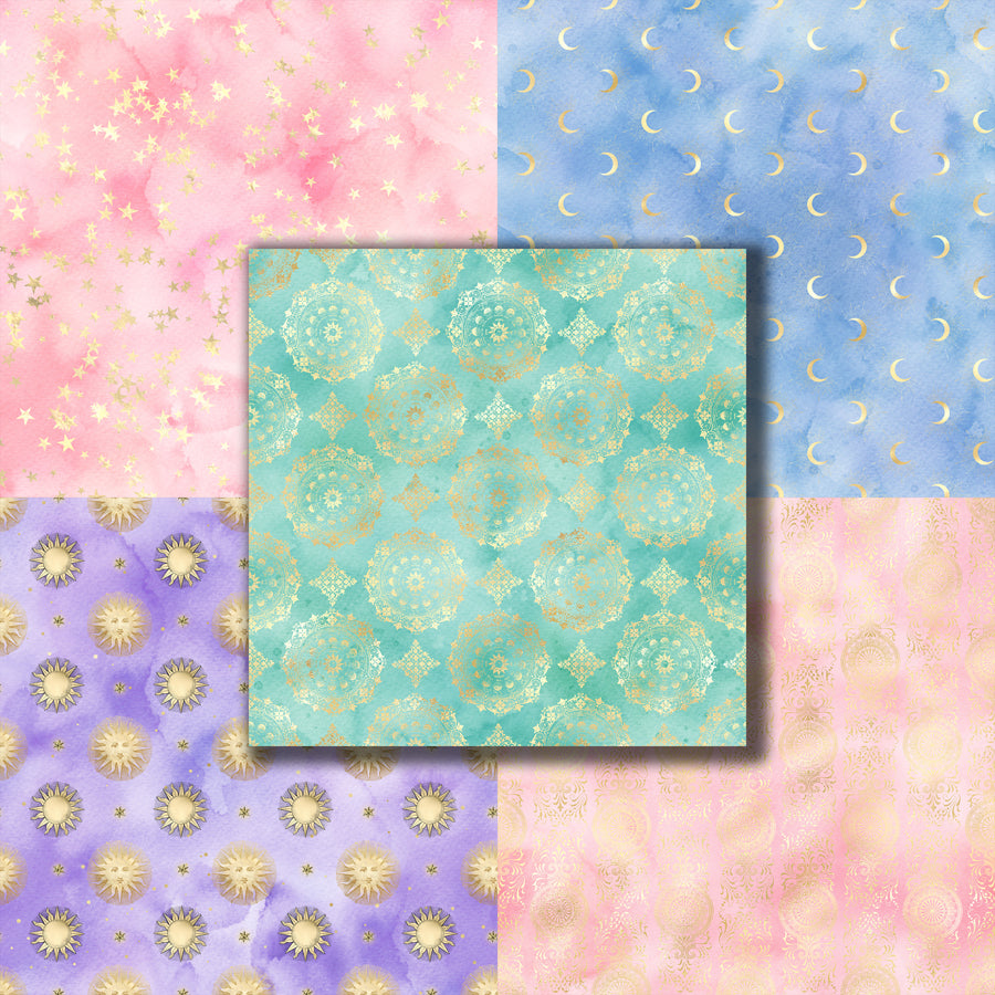 Gold Fantasy Watercolor 12X12 Paper Pack - 8734