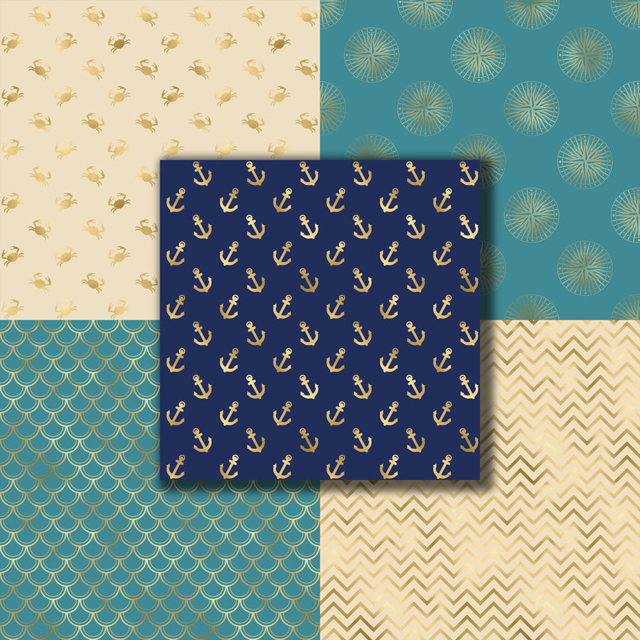 Gold Nautical 12X12 Paper Pack - 8739
