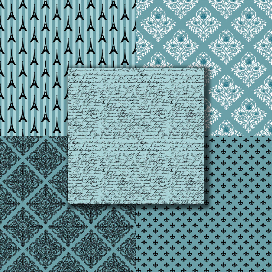Teal Paris 12X12 Paper Pack - 8740
