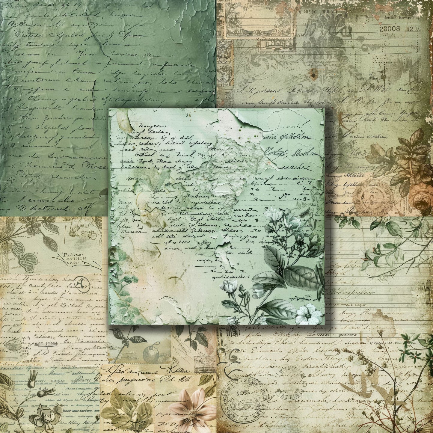 Green Cottagecore - 12X12 Scrapbook Paper Pack - 8913