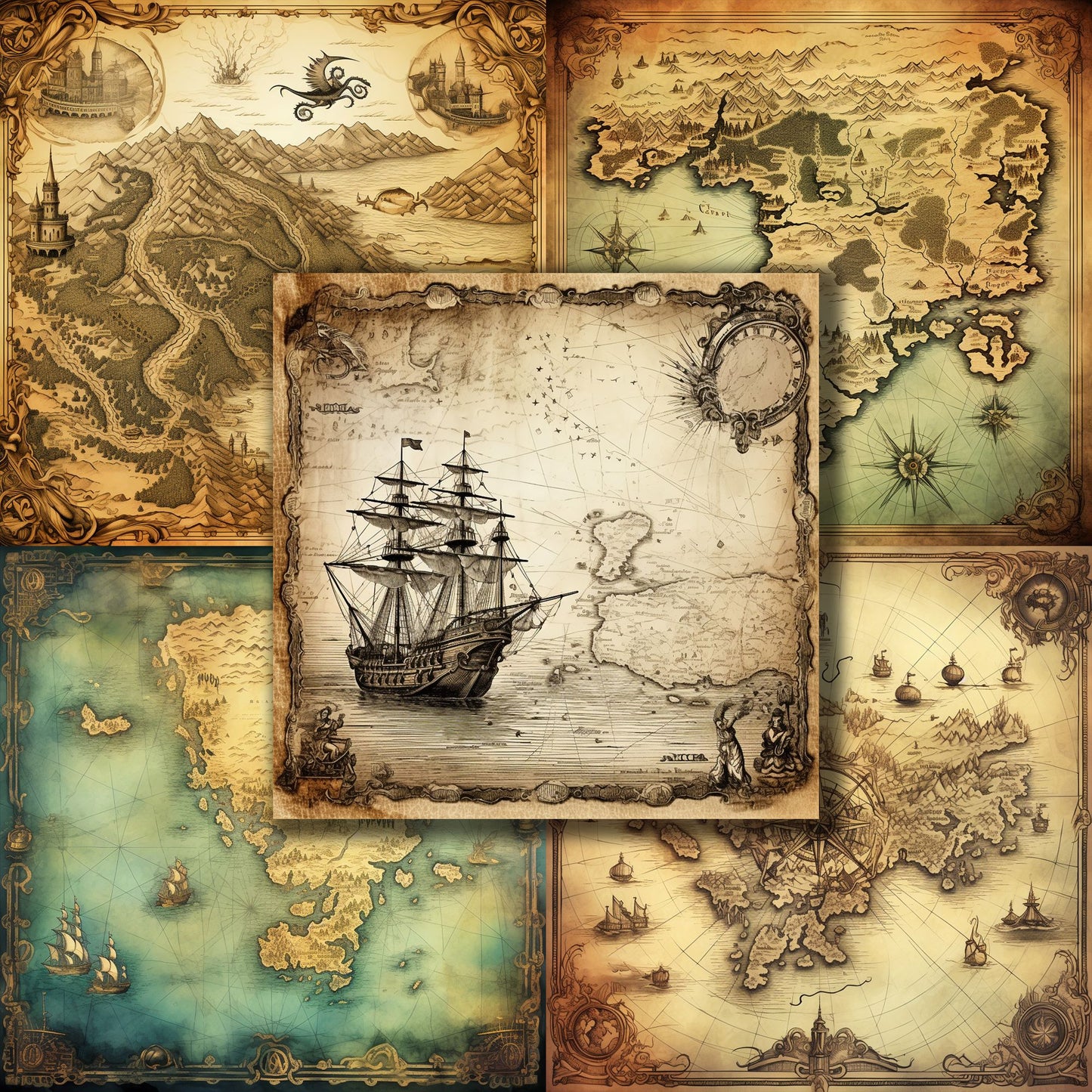 Fantasy Maps - 12X12 Scrapbook Paper Pack - 8939
