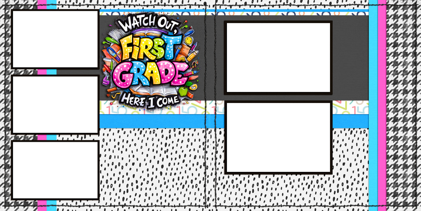 First Grade Girl - EZ Digital Scrapbook Pages - INSTANT DOWNLOAD