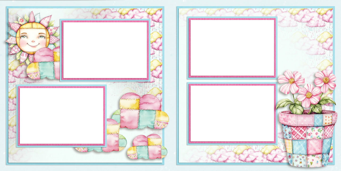 Patchwork Spring Sun - EZ Digital Scrapbook Pages - INSTANT DOWNLOAD