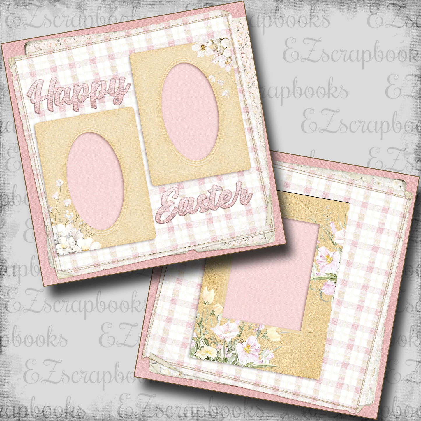 Sweet Easter Plaid Pink - Scrapbook Layout - 25-426