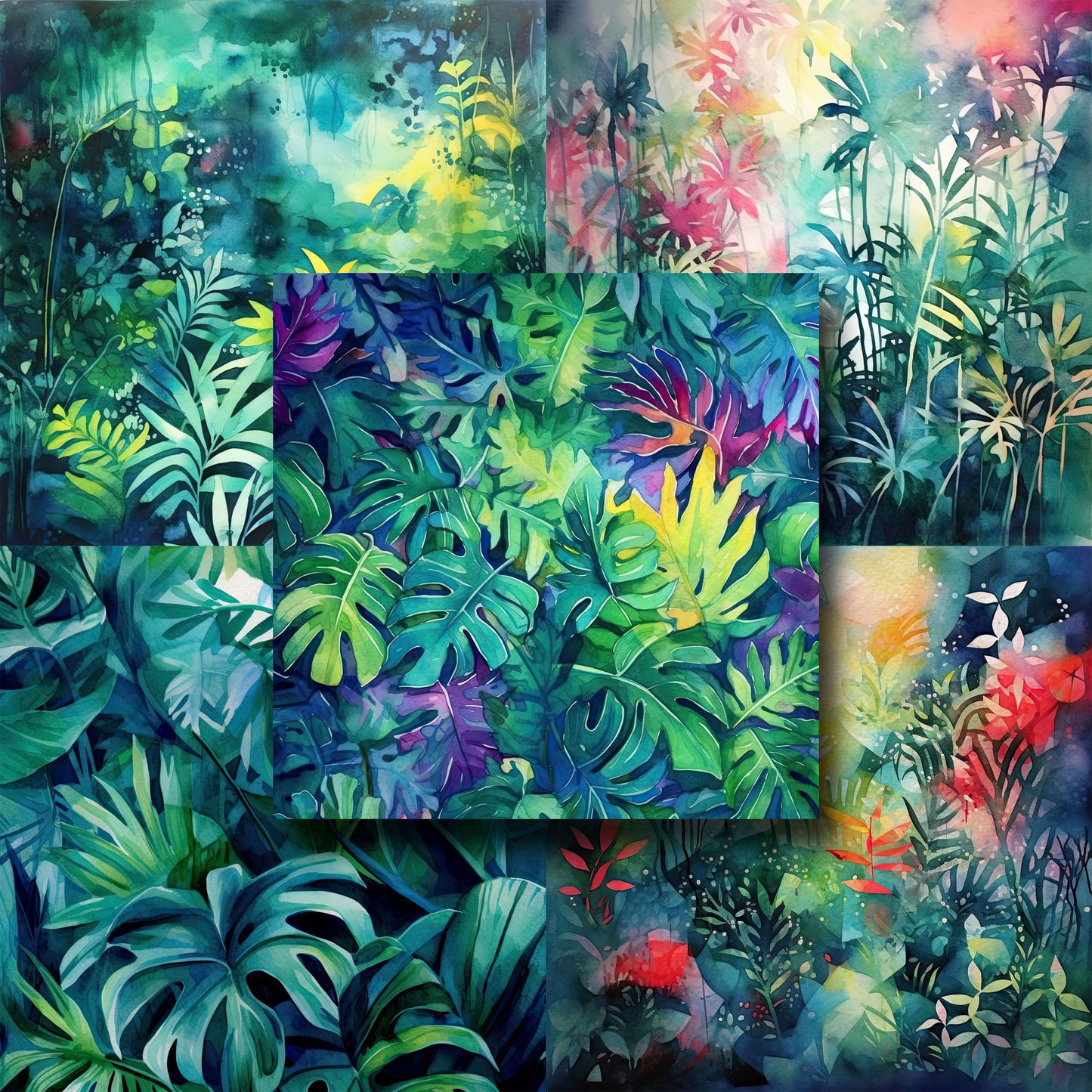 Watercolor Jungle 12X12 Paper Pack - 8473