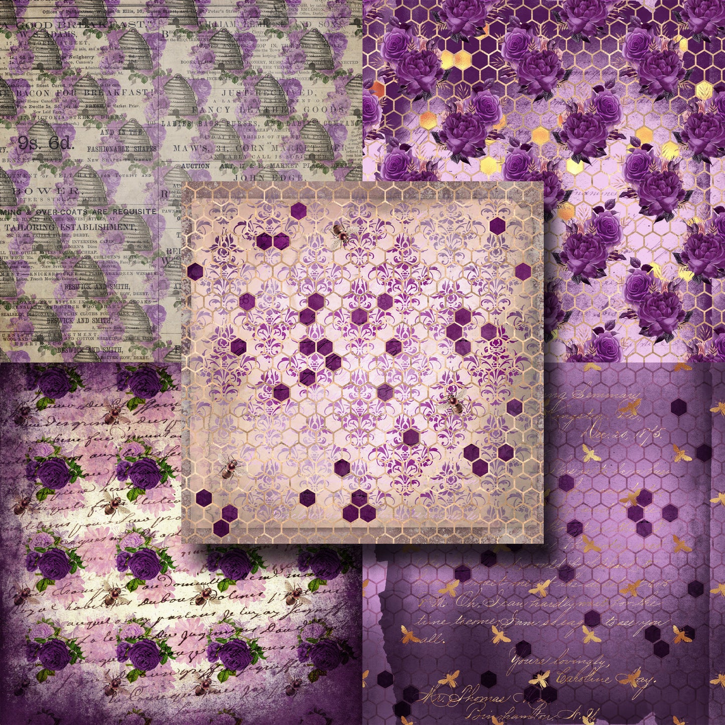 Purple Bee 12X12 Paper Pack - 8504