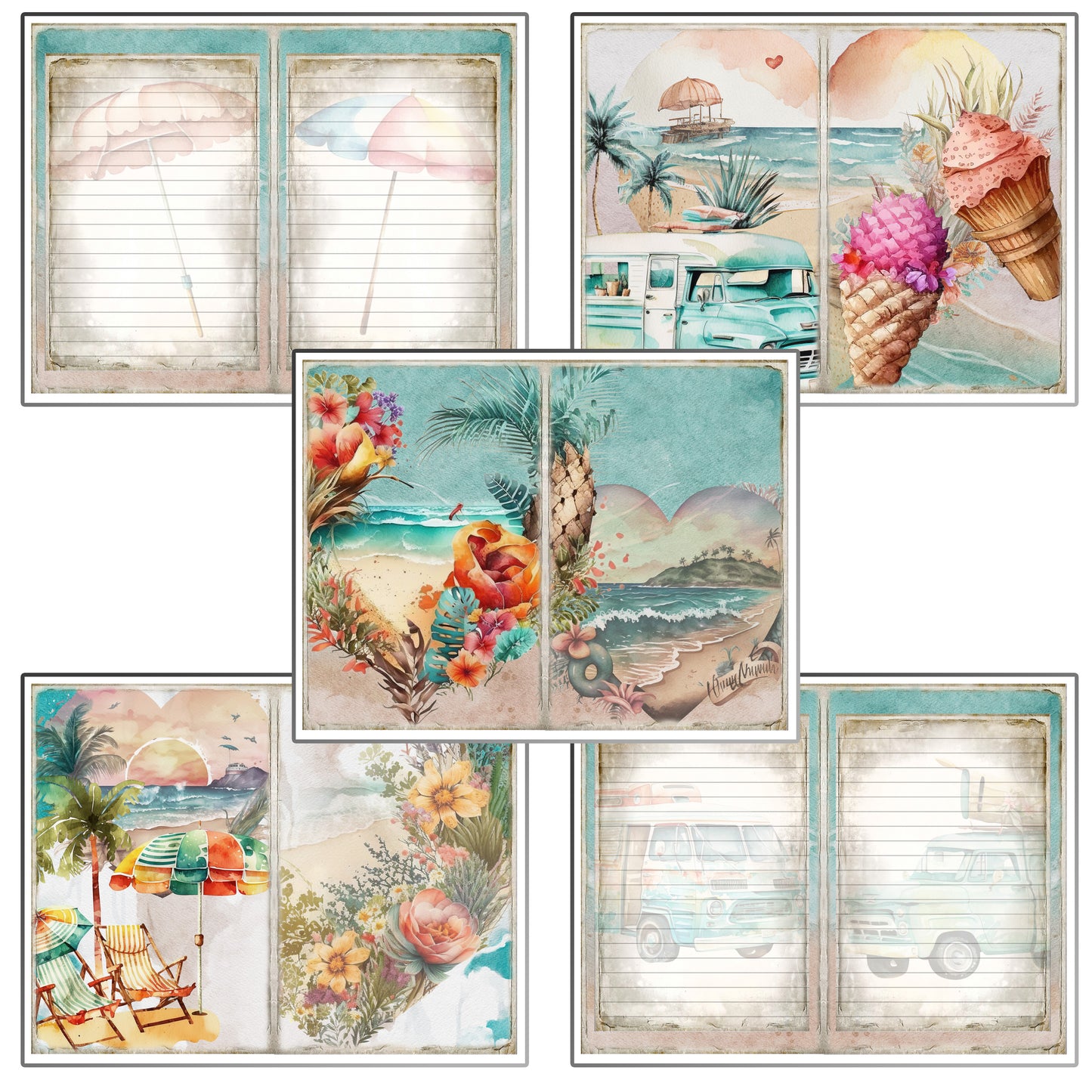 Beach Holiday Journal Pages - 23-7201