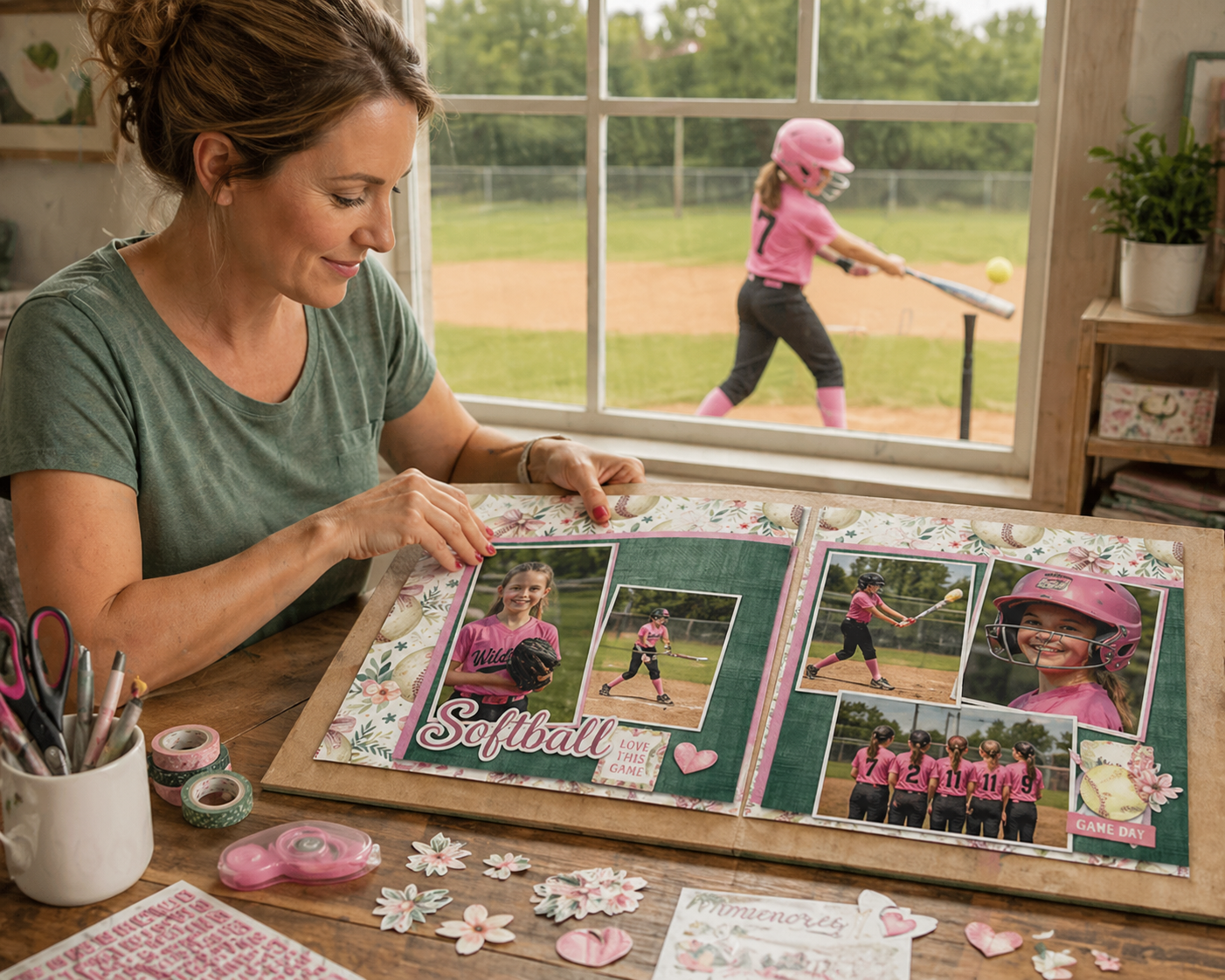 Coquette Softball NPM - Scrapbook Layout - 26-157