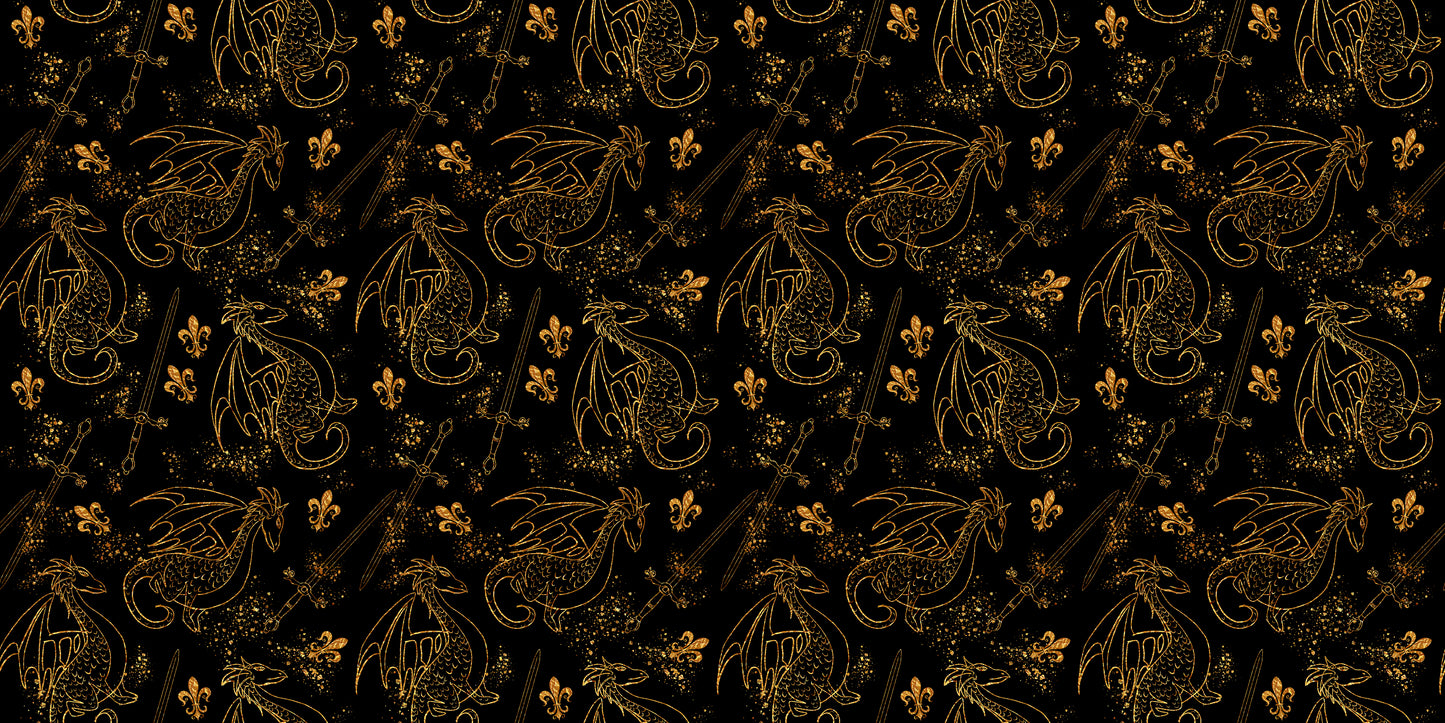 Teal Dragon Gold Sketch - Papers - 23-359