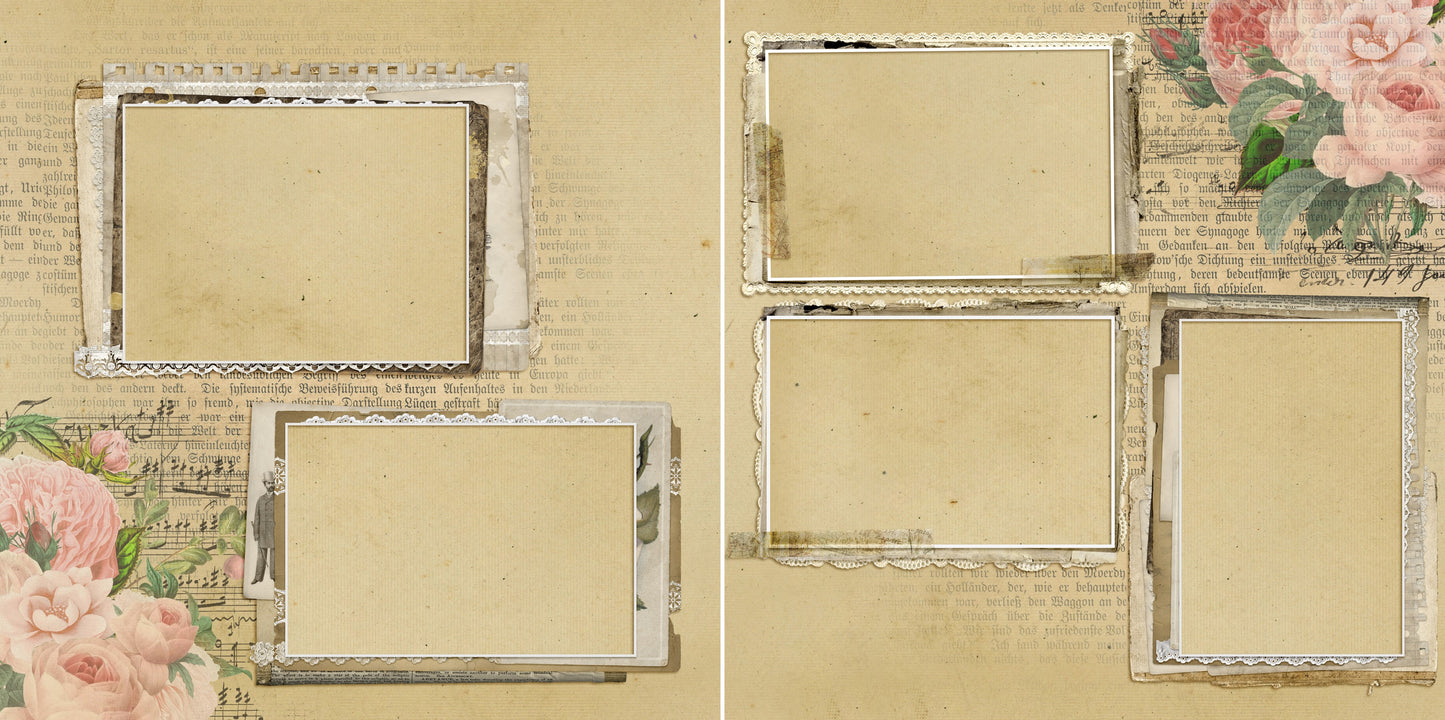 Vintage Lady Set of 5 Double Page Layouts