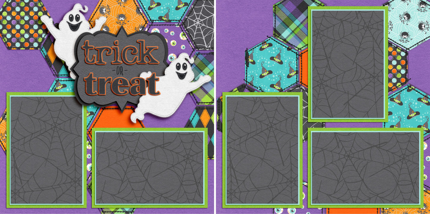 Trick or Treat - Set of 5 Double Page Scrapbook Layouts - 1309