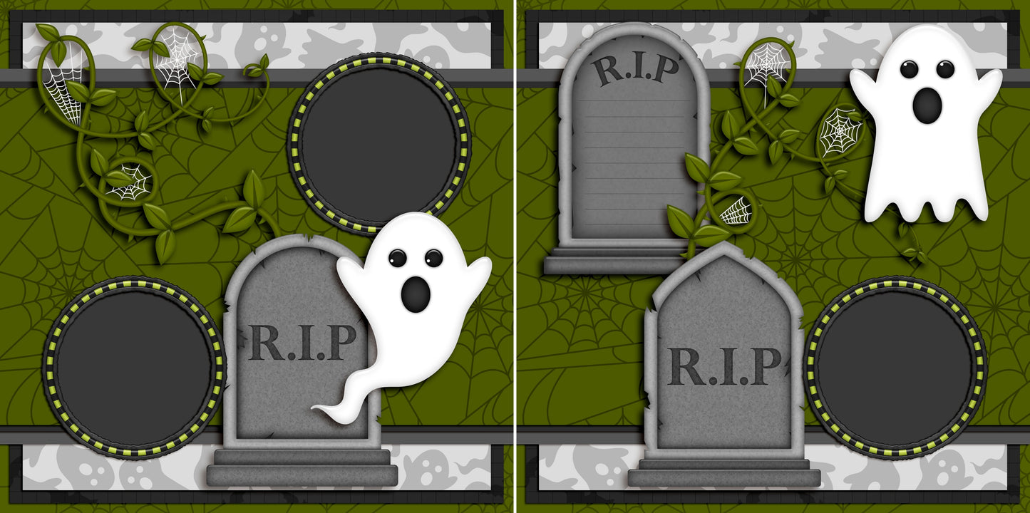 Creepy Castle Inhabitants - Set of 5 Double Page Layouts - 1516