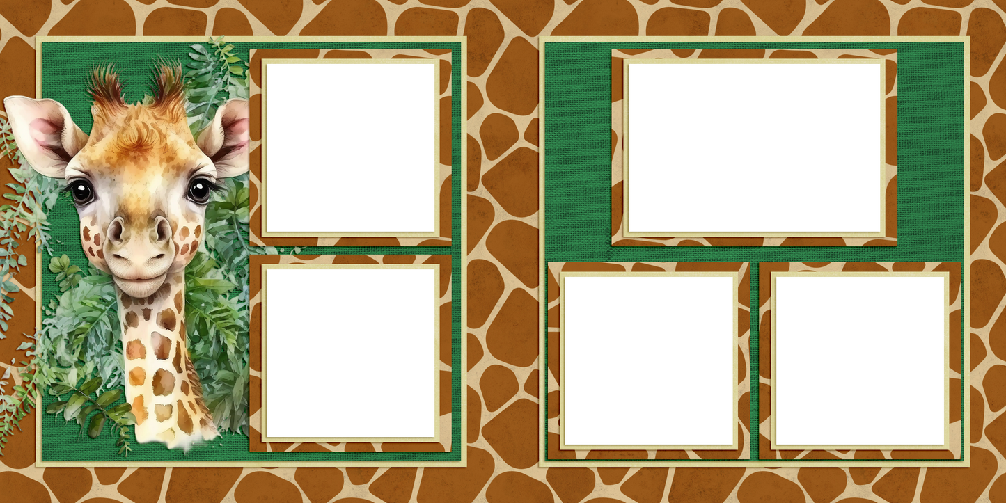 Jungle Babies Giraffe - EZ Digital Scrapbook Pages - INSTANT DOWNLOAD