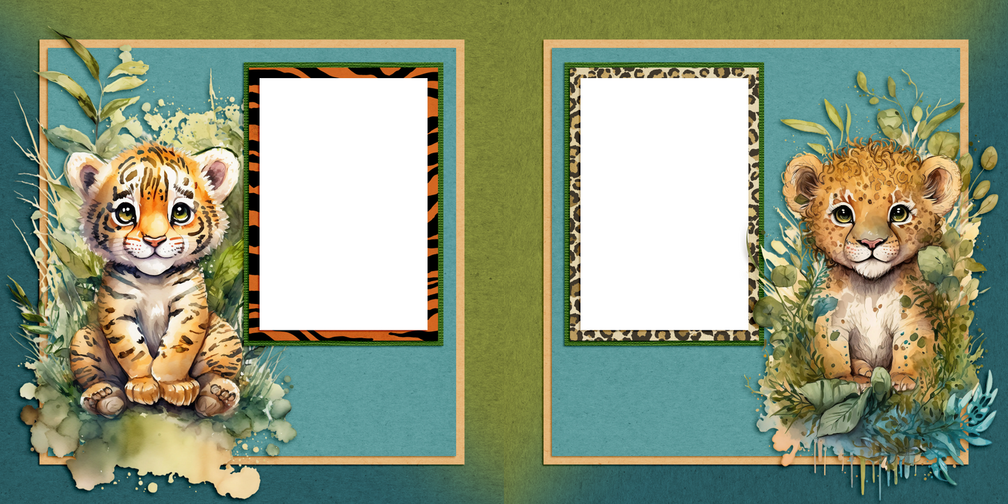 Jungle Babies - EZ Quick Pages - Digital Bundle - 10 Digital Scrapbook Pages - INSTANT DOWNLOAD