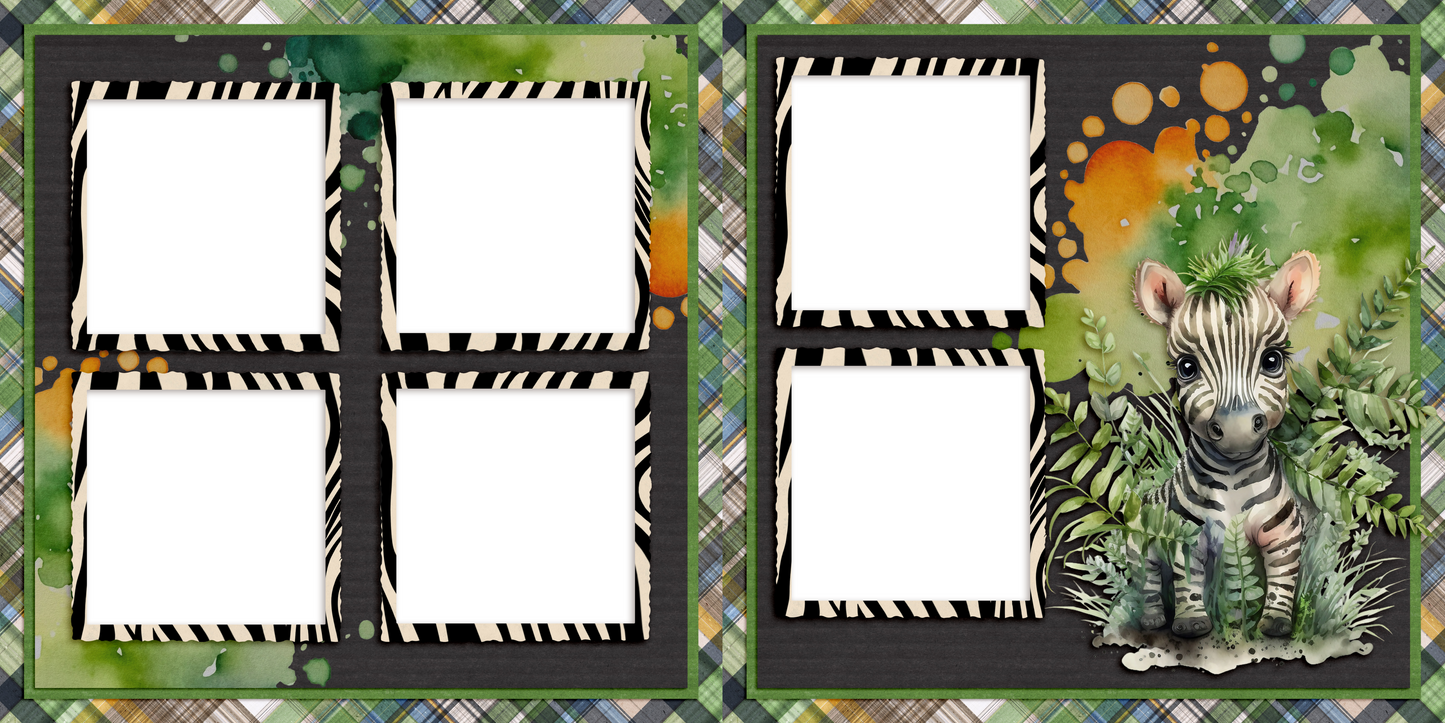 Jungle Babies Zebra - EZ Digital Scrapbook Pages - INSTANT DOWNLOAD
