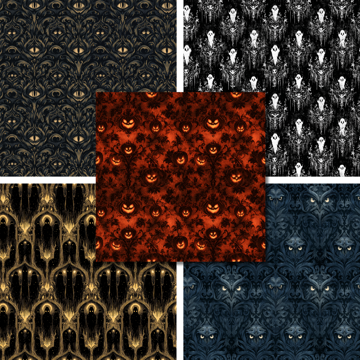 Creepy Faces - Halloween - 12X12 Scrapbook Paper Pack - 26-8195