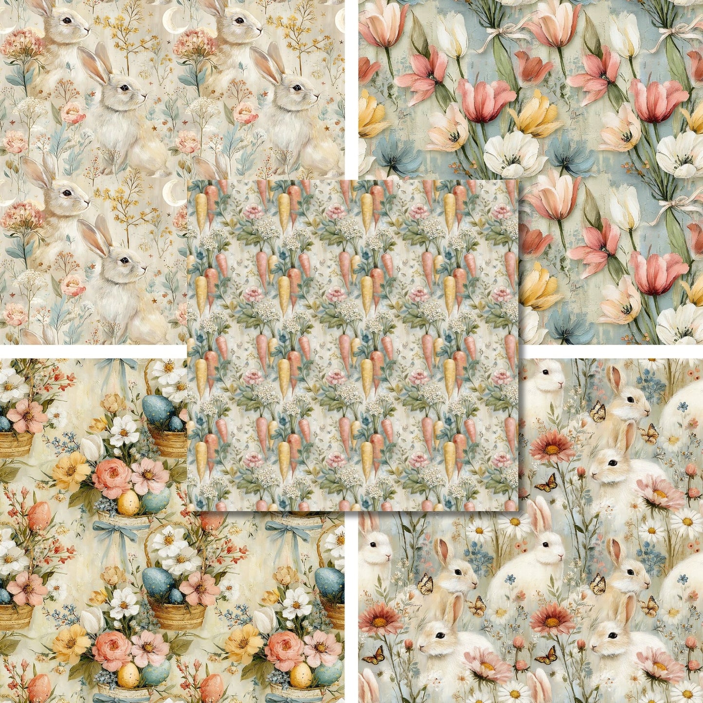 Soft Easter Floral- 12X12 Scrapbook Paper Pack - 26-8093