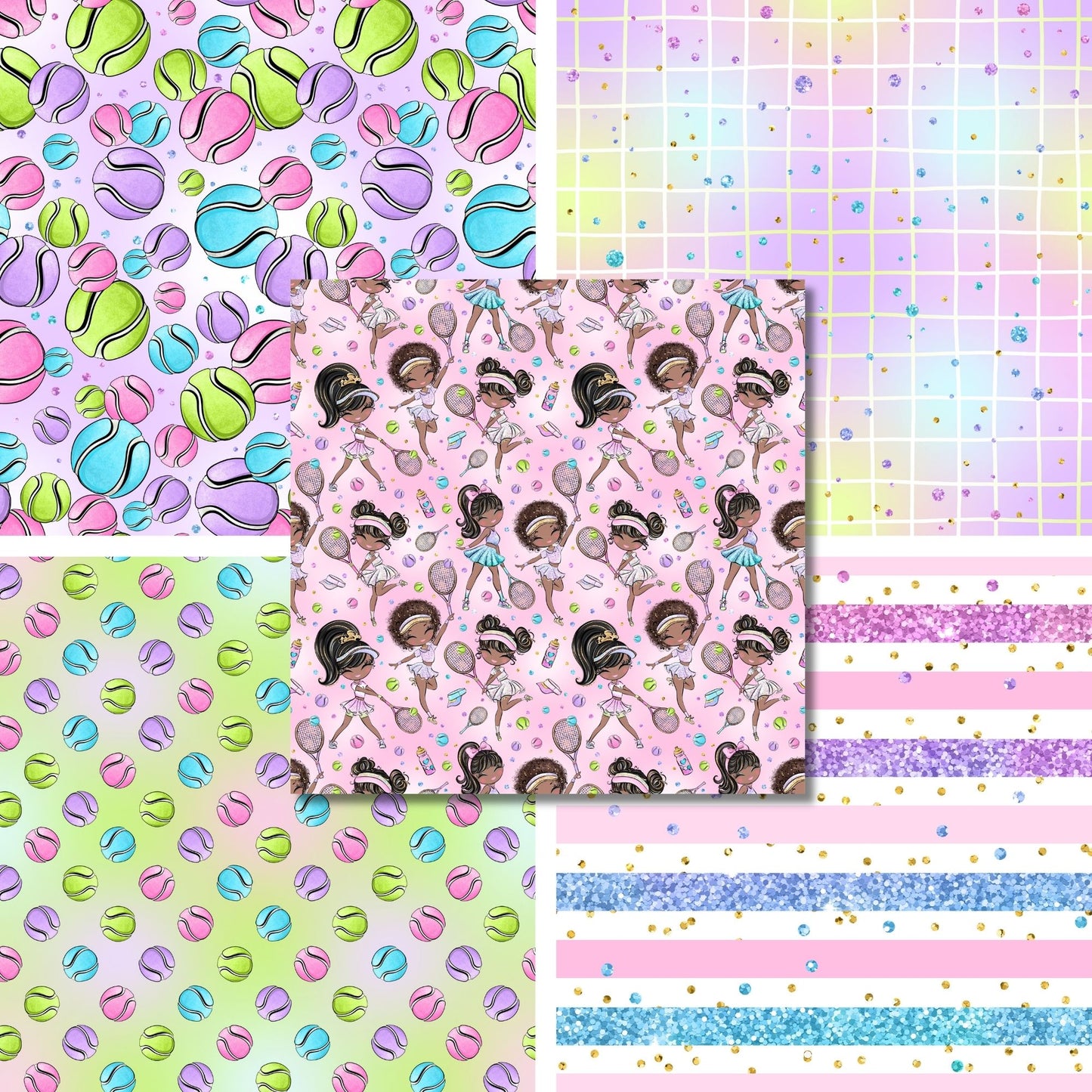 Tennis Girl Dark Skin - 12X12 Scrapbook Paper Pack - 26-8184