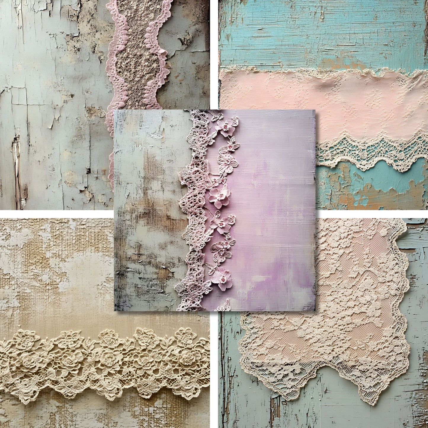 Aged Lace Pastels - 12X12 Scrapbook Paper Pack - 26-8074