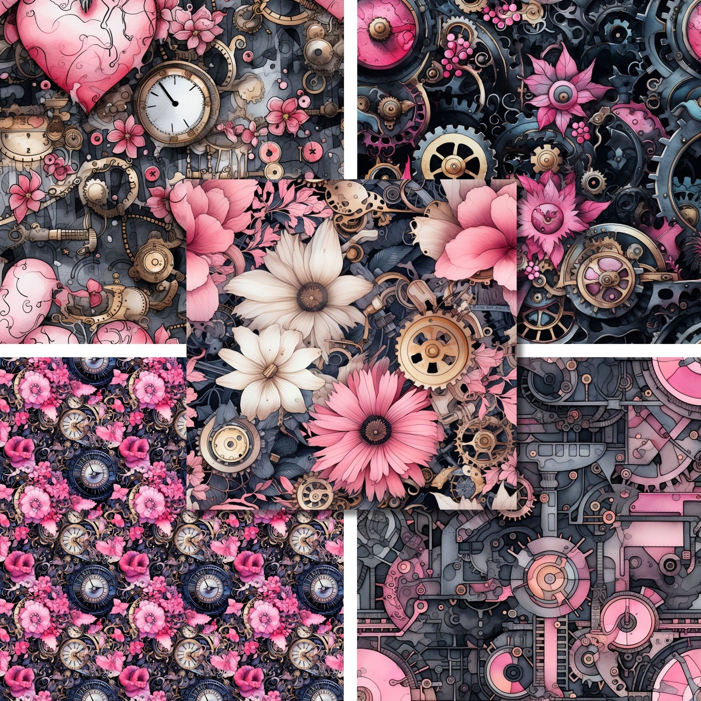 Pink Steampunk - 12X12 Scrapbook Paper Pack - 26-8018