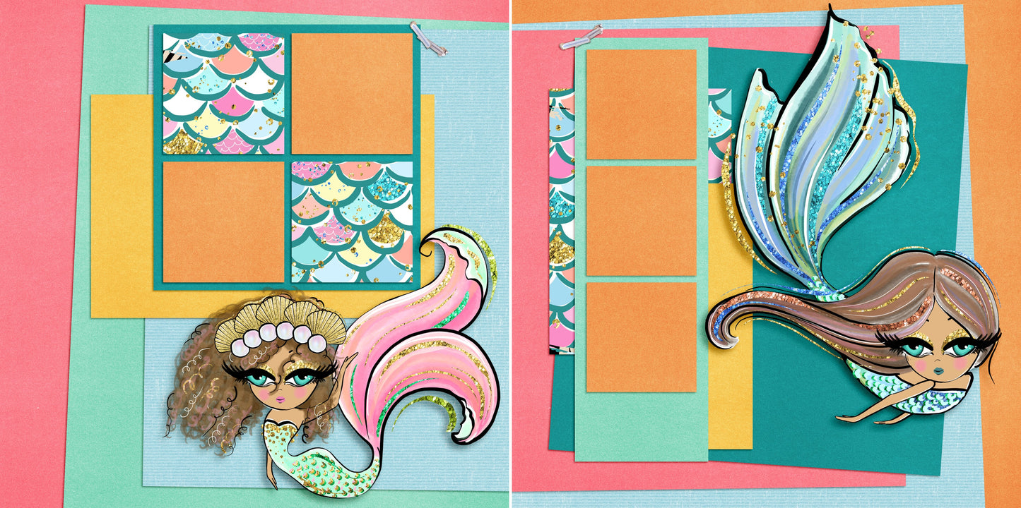 Mermaids - Set of 5 Double Page Layouts - 1568