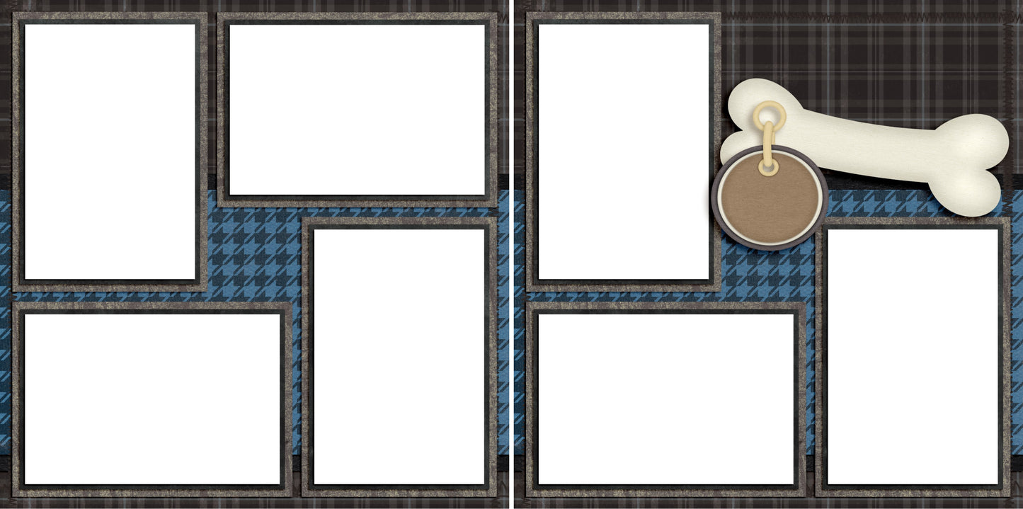 Doggie Bone Blue - EZ Digital Scrapbook Pages - INSTANT DOWNLOAD