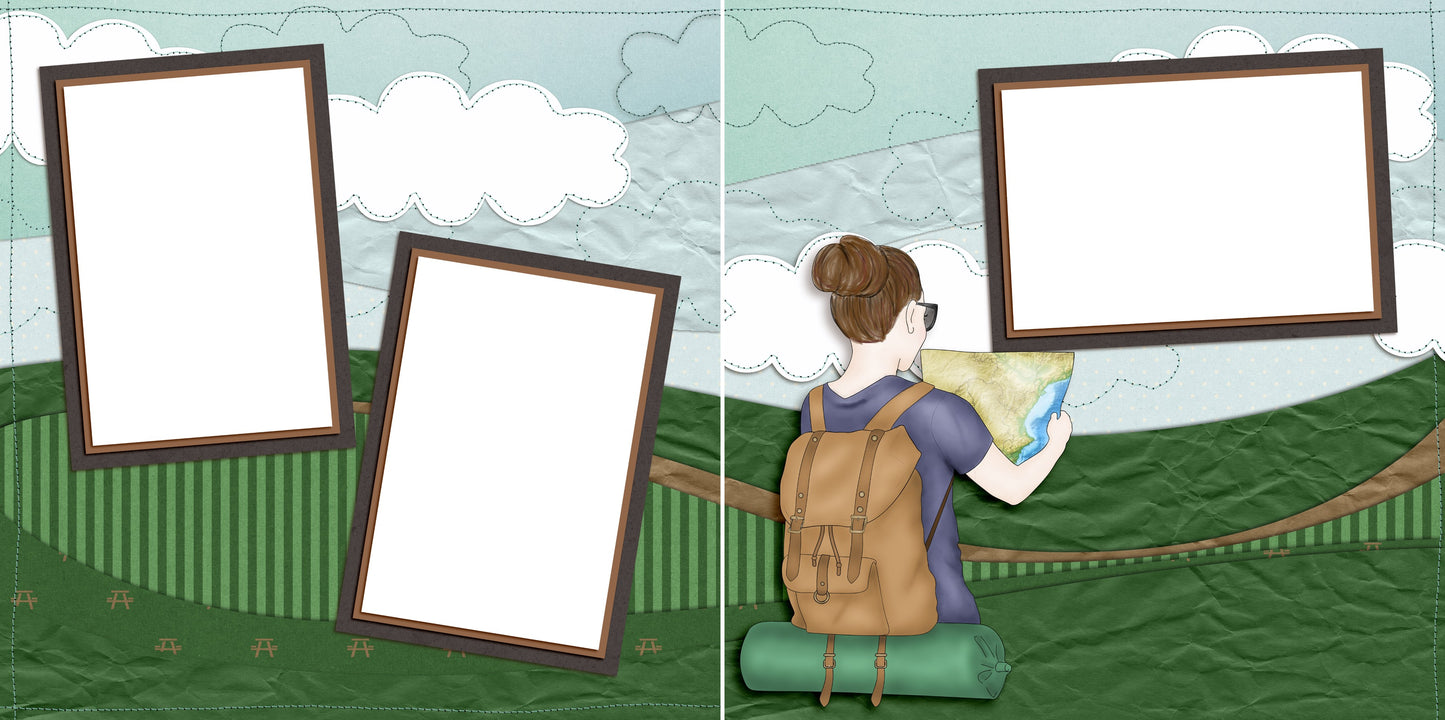 Camping Memories - EZ Quick Pages - Digital Bundle - 10 Digital Scrapbook Pages - INSTANT DOWNLOAD