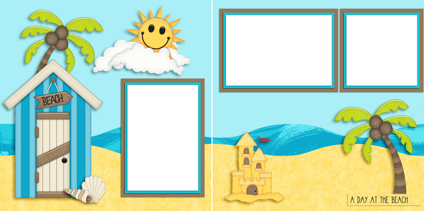 A Day at the Beach - EZ Digital Scrapbook Quick Pages - INSTANT DOWNLOAD